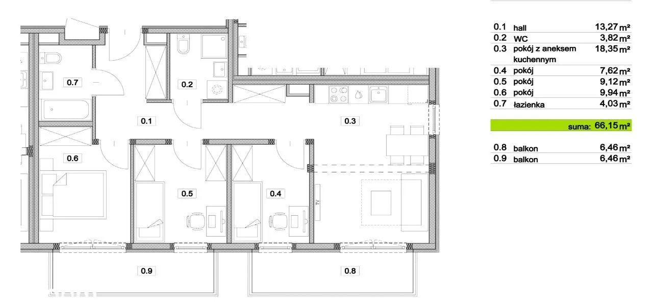 Nowe 4-pokojowe 66m2 | 2 Balkony | Bez Prowizji