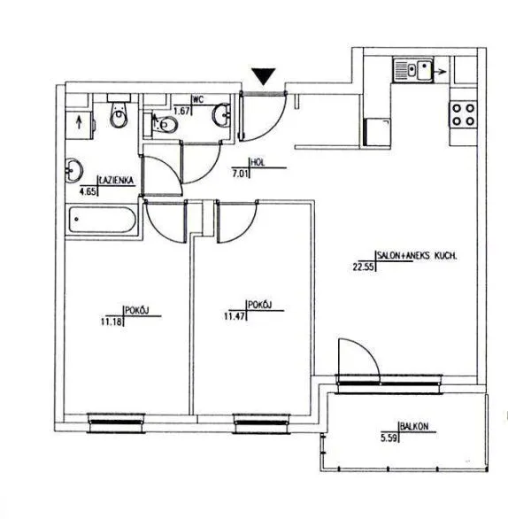 60,5m2, 3pok., wykończone, gotowe do zamieszkania