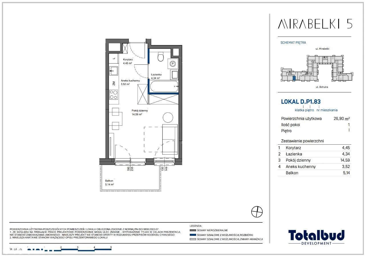 Kawalerka | 26,90m2 | Duży balkon | Bez PCC