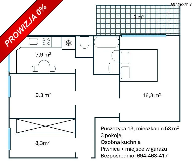 Mieszkanie na sprzedaż, 53 m², 3 pokoje Warszawa Ursynów 