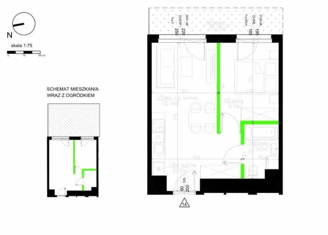 Warszawa Mieszkanie - 2 pokoje - 34 m2 - parter