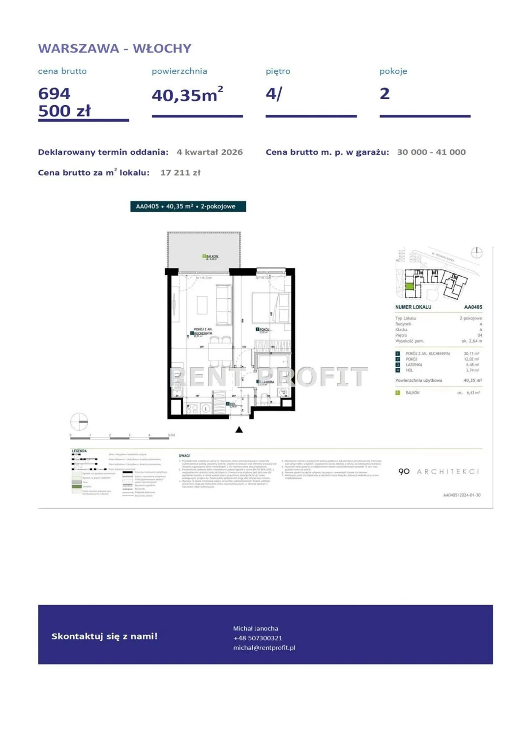 Sprzedam mieszkanie dwupokojowe: Warszawa Włochy Włochy , 40 m2, 694500 PLN, 2 pokoje - Domiporta.pl