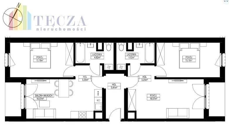 Przedsprzedaż,2x2pok,całość 81m2,już podzielone,Pi