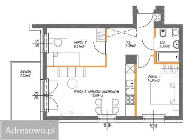 Warszawa Białołęka, ul. Szlachecka Mieszkanie - 3 pokoje - 51 m2 - 3 piętro