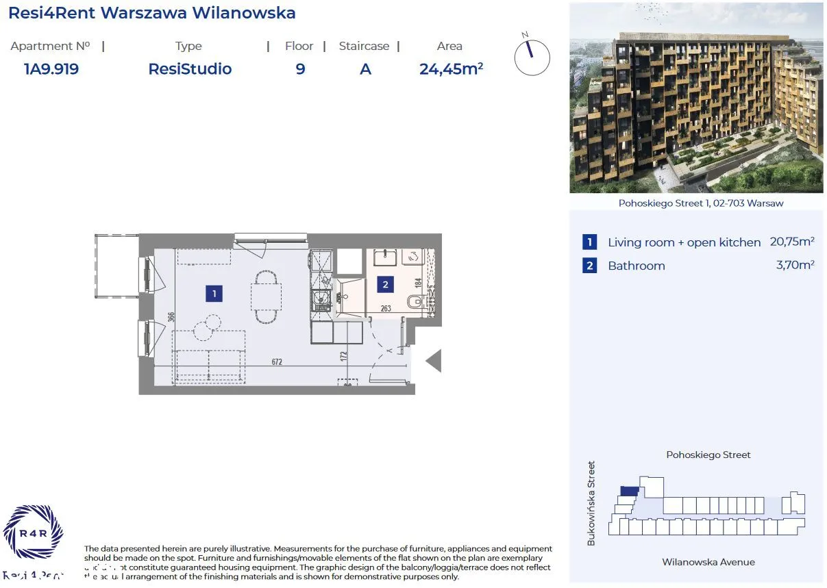 Kawalerka metro Wilanowska z tarasem od 30.12.2024