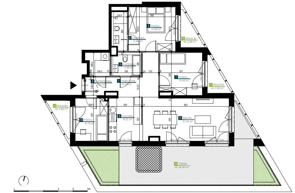 Apartament 4-pok. z tarasem i miejscem na jacuzzi