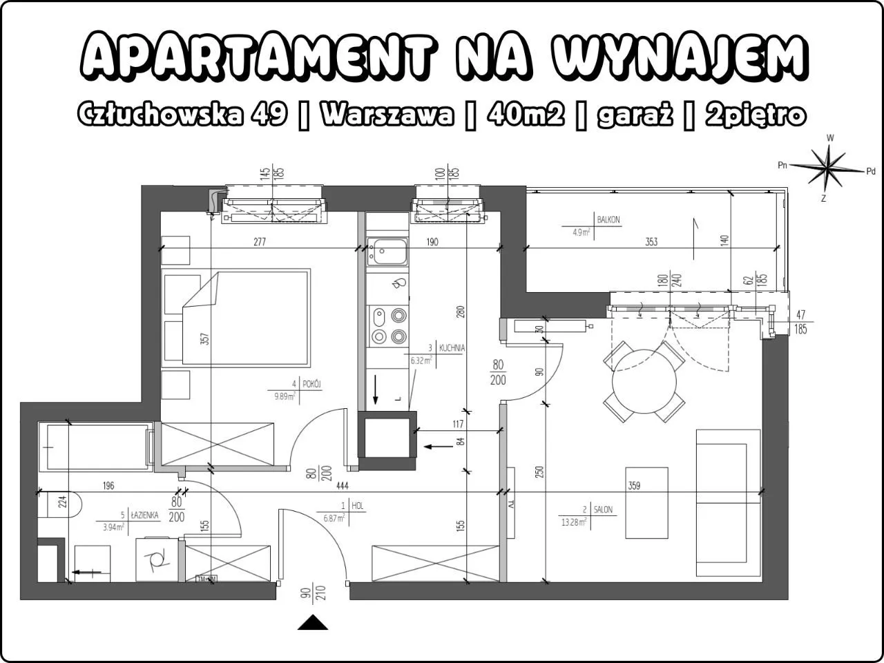 Człuchowska 49 | 40m2 | garaż |2p.