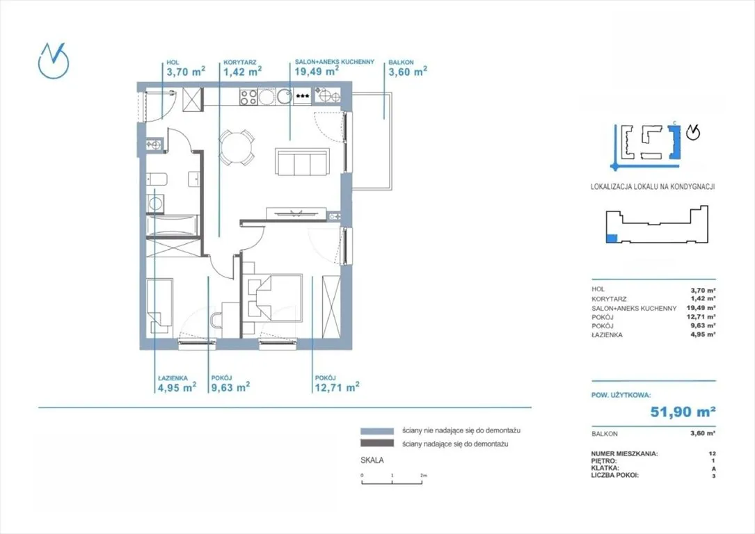 Sprzedam mieszkanie trzypokojowe: Warszawa Ursus , 52 m2, 713500 PLN, 3 pokoje - Domiporta.pl