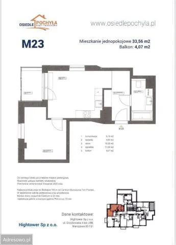 Warszawa Białołęka Mieszkanie - 1 pokój - 34 m2 - 3 piętro