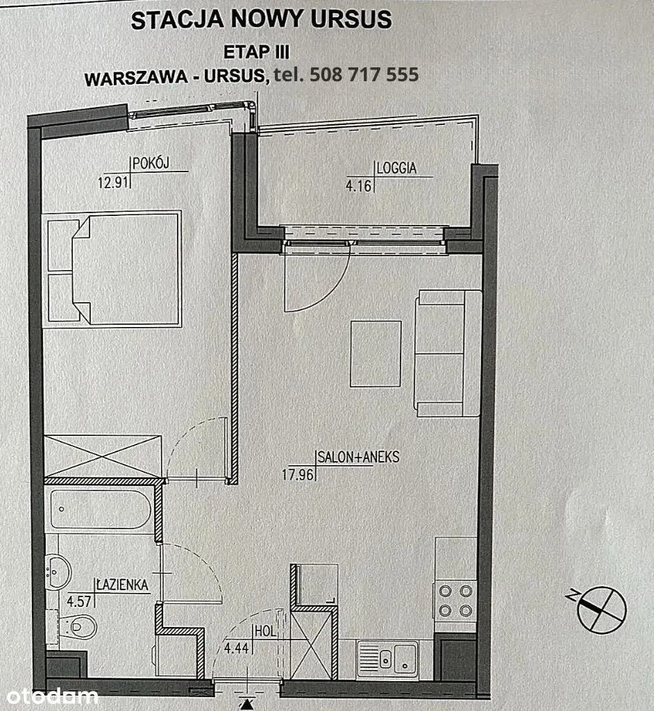 Dwupokojowe mieszkanie z loggią - Ursus