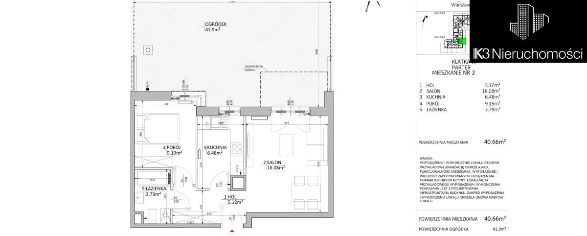 3 pokoje z ogródkiem 42m2 