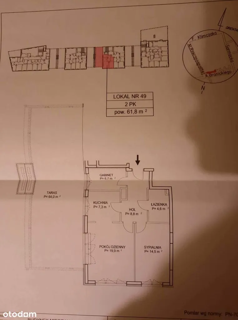 Do wynajęcia M3 z tarasam (64m2) BEZPOŚREDNIO