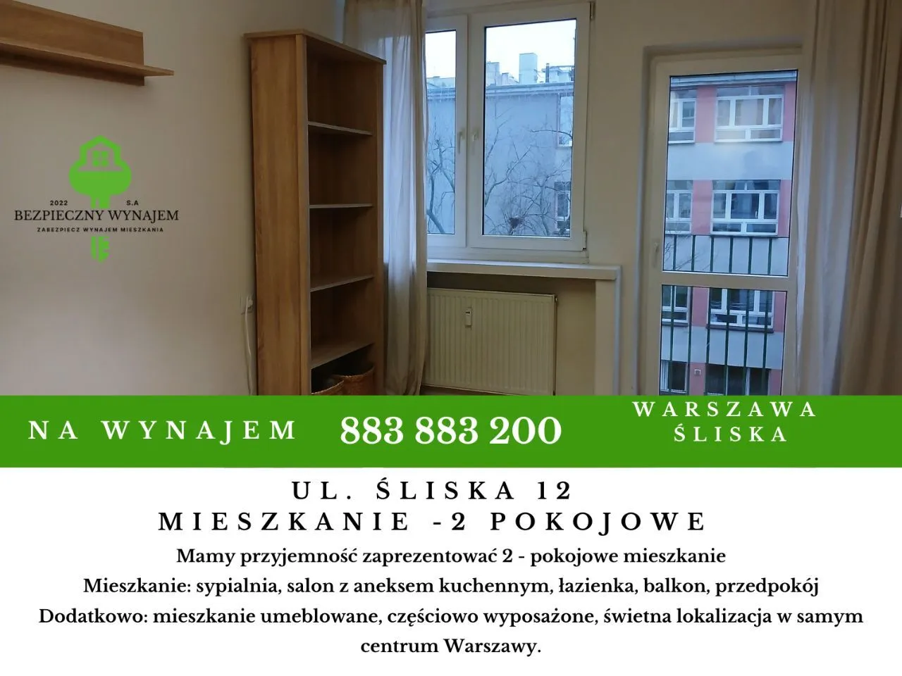 2 pok/balkon/centrum/dostępne/BEZ PROWIZJI