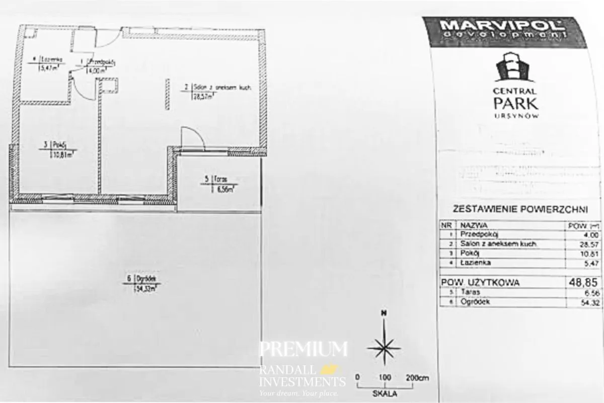 2 pokoje 49 m² + 54 m² ogród i taras na Ursynowie 