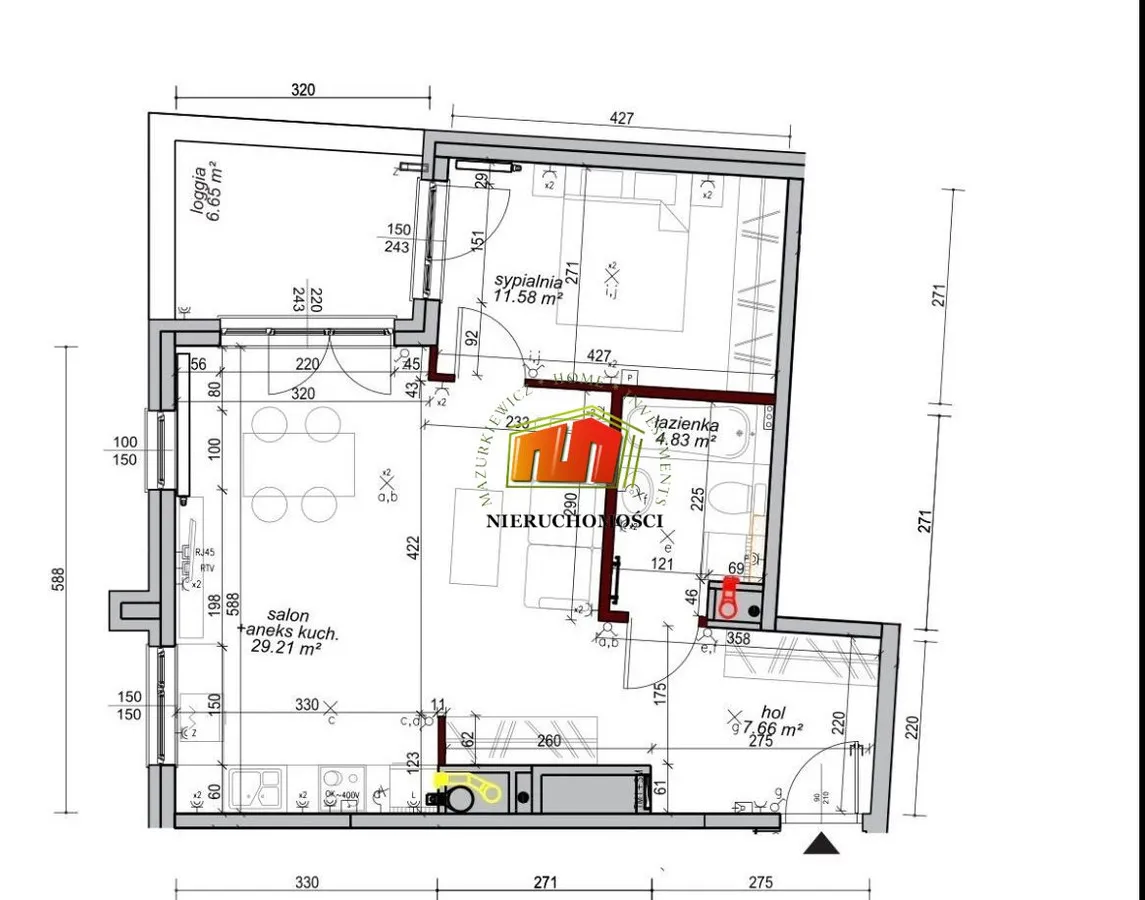 Mieszkanie na sprzedaż, 53 m², 2 pokoje Warszawa Mokotów Służewiec 