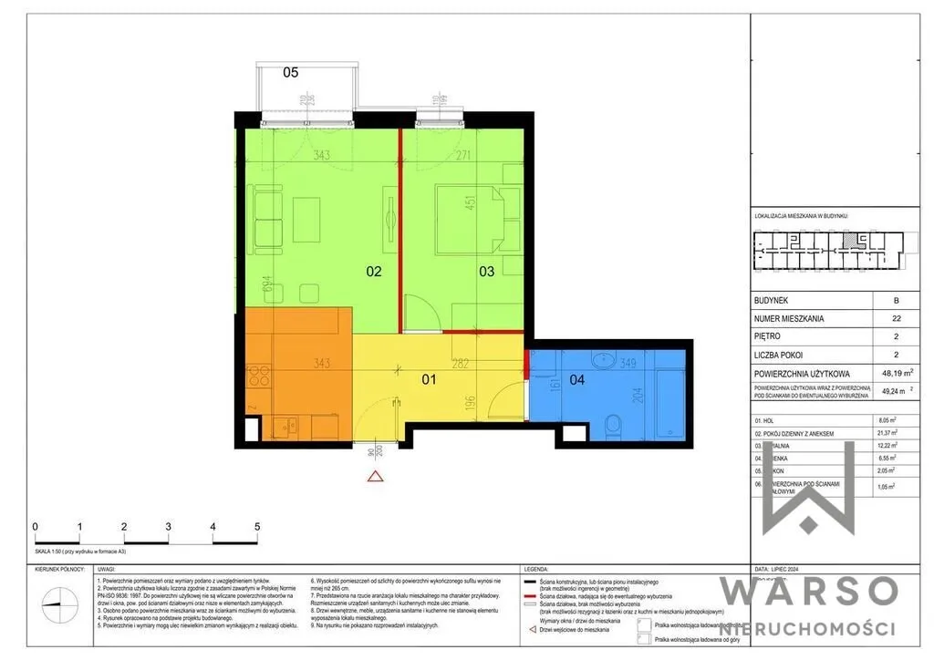 Mieszkanie na sprzedaż 2 pokoje 49m2