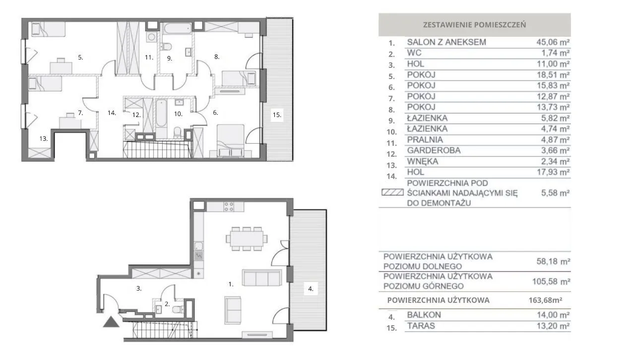 Apartament z balkonem i tarasem Dolny Mokotów