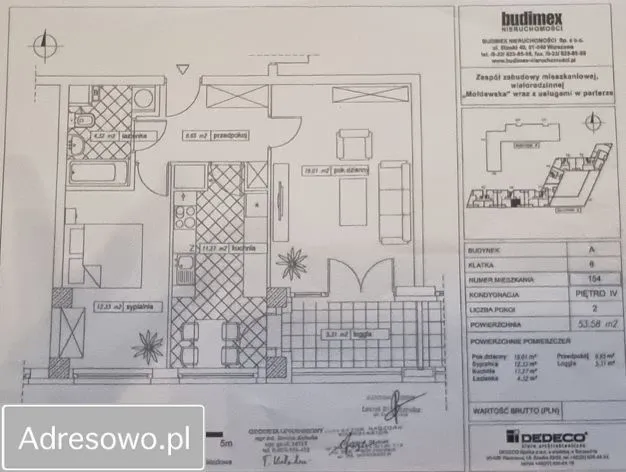 Warszawa Ochota, ul. Mołdawska Mieszkanie - 2 pokoje - 54 m2 - 4 piętro