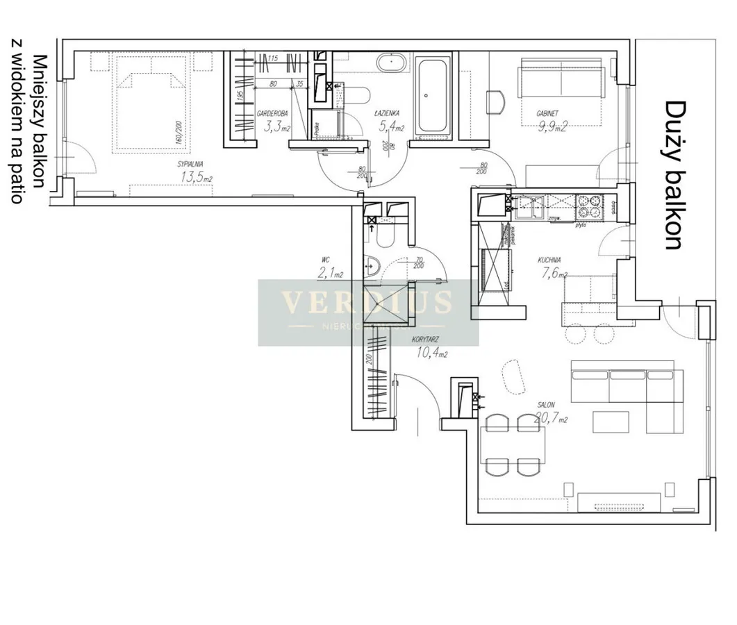 Apartement 75m2, 2 łazienki, 2 balkony, klima 