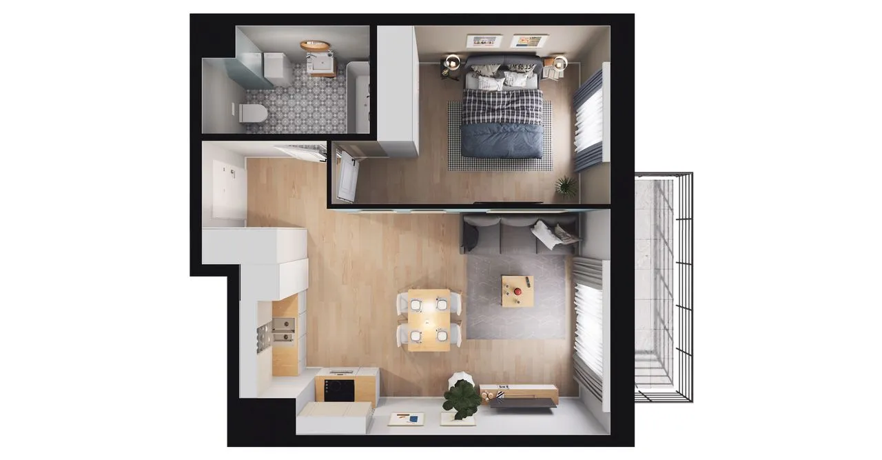 2-pokojowe mieszkanie 41m2 + balkon Bezpośrednio