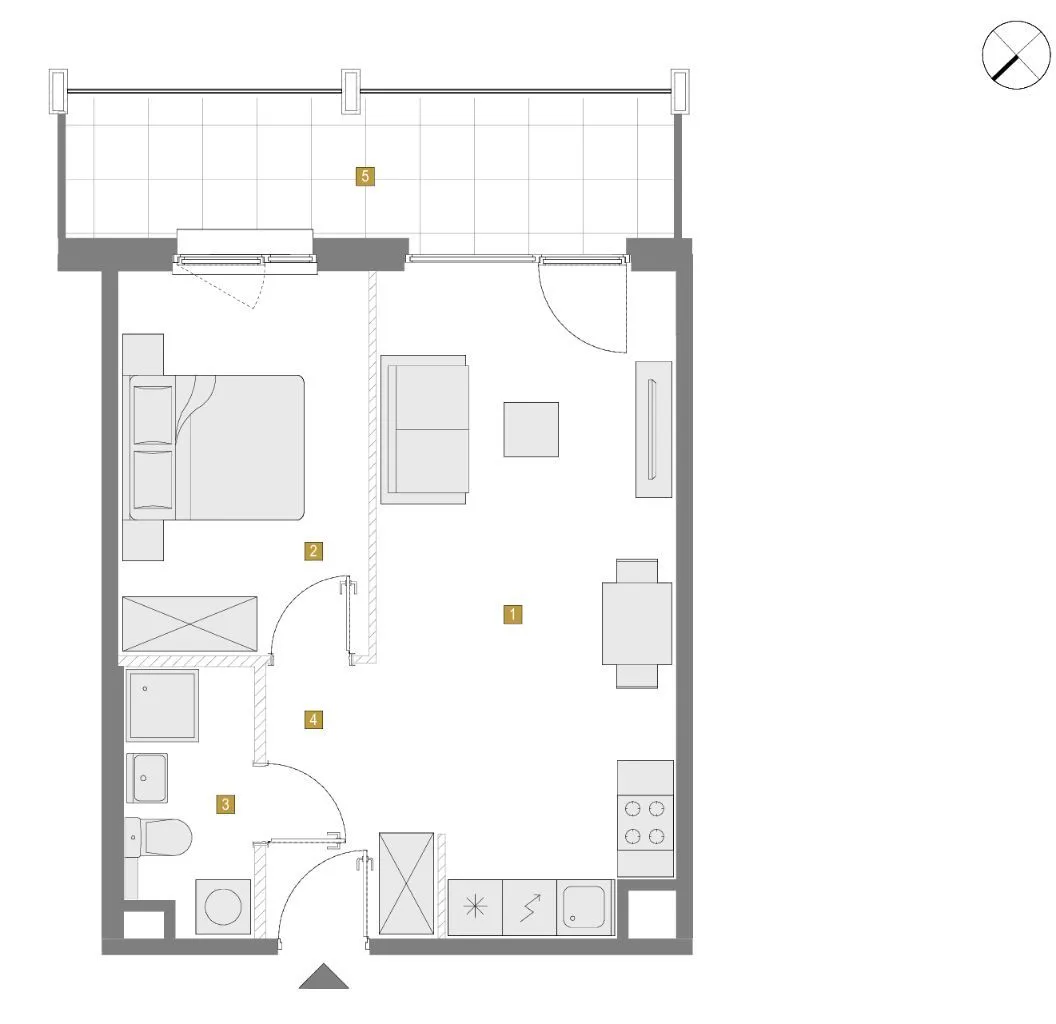 Słoneczny apartament 2 pok. 42m2 z dużym balkonem