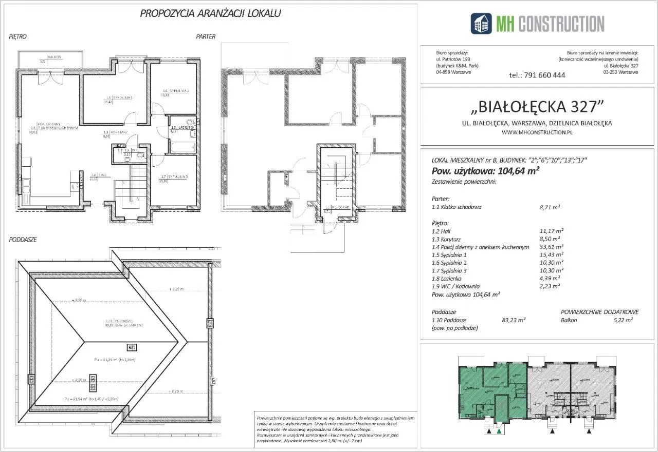 Białołęcka 327 mieszkanie 104,64m2 + poddasze 83m2