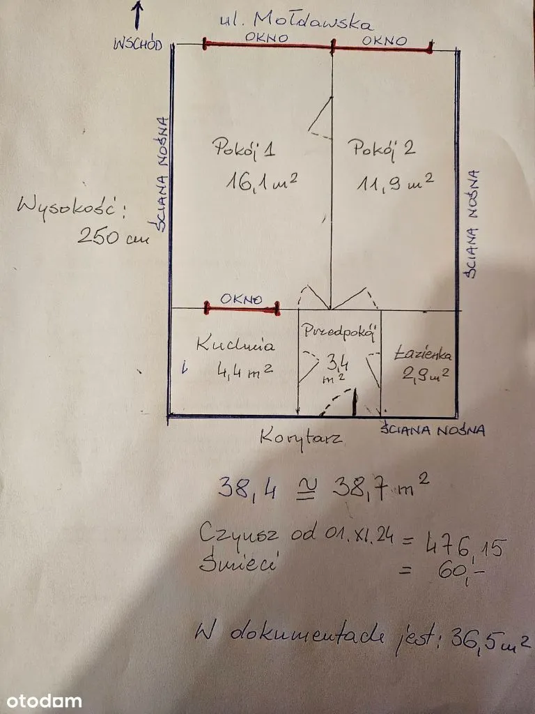 Dwupokojowe mieszkanie 36,5 m.kw. na Rakowcu 