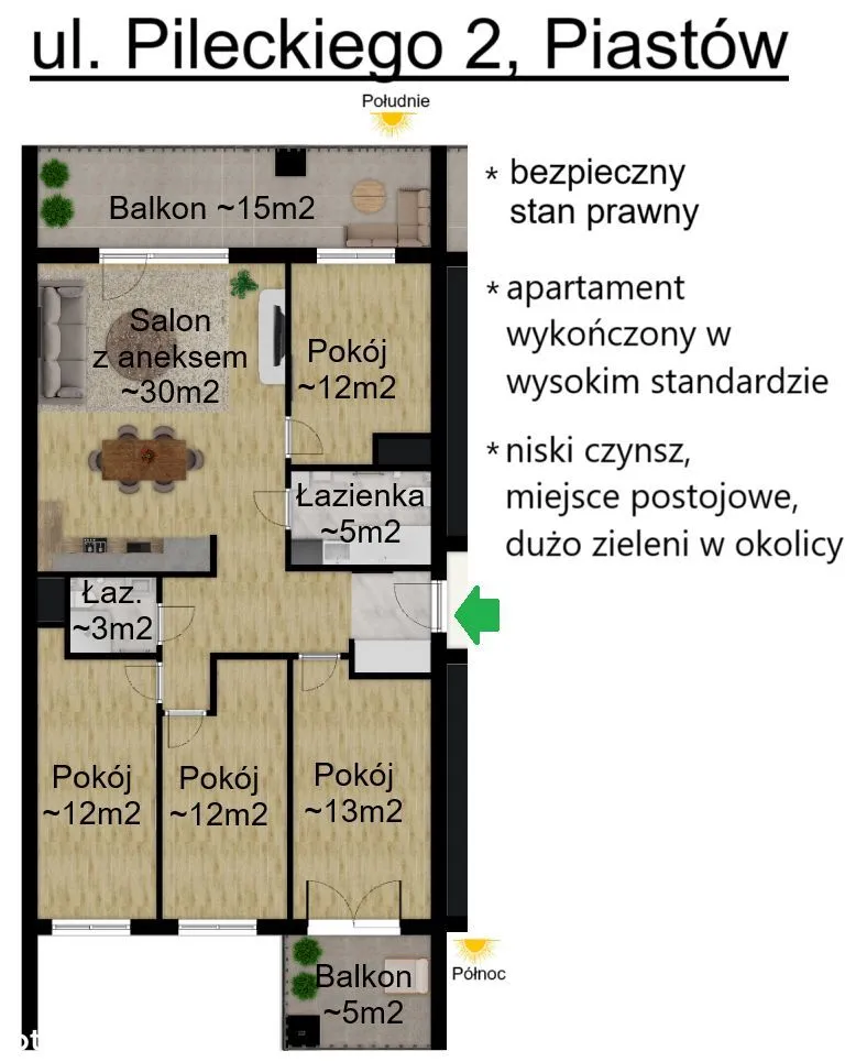 Nowoczesne 5 pokoi, BEZ 2% PCC, wykończone, 2 łaz.