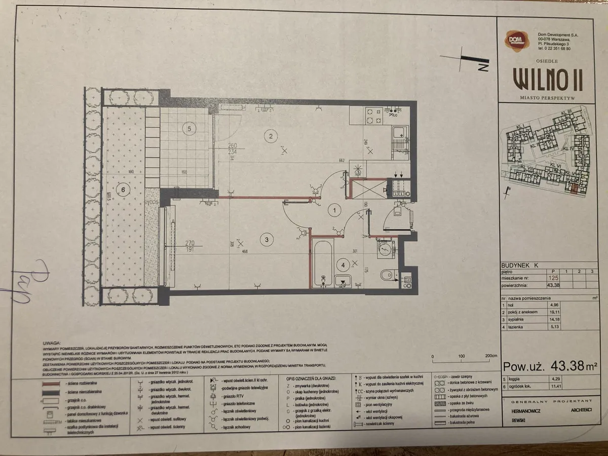 Widne mieszkanie, 2 pokoje z ogródkiem i loggią, 44 m2 