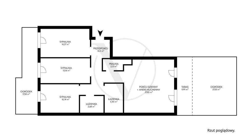 Jasne 4-pokojowe mieszkanie 91 m² z 2 ogródkami 