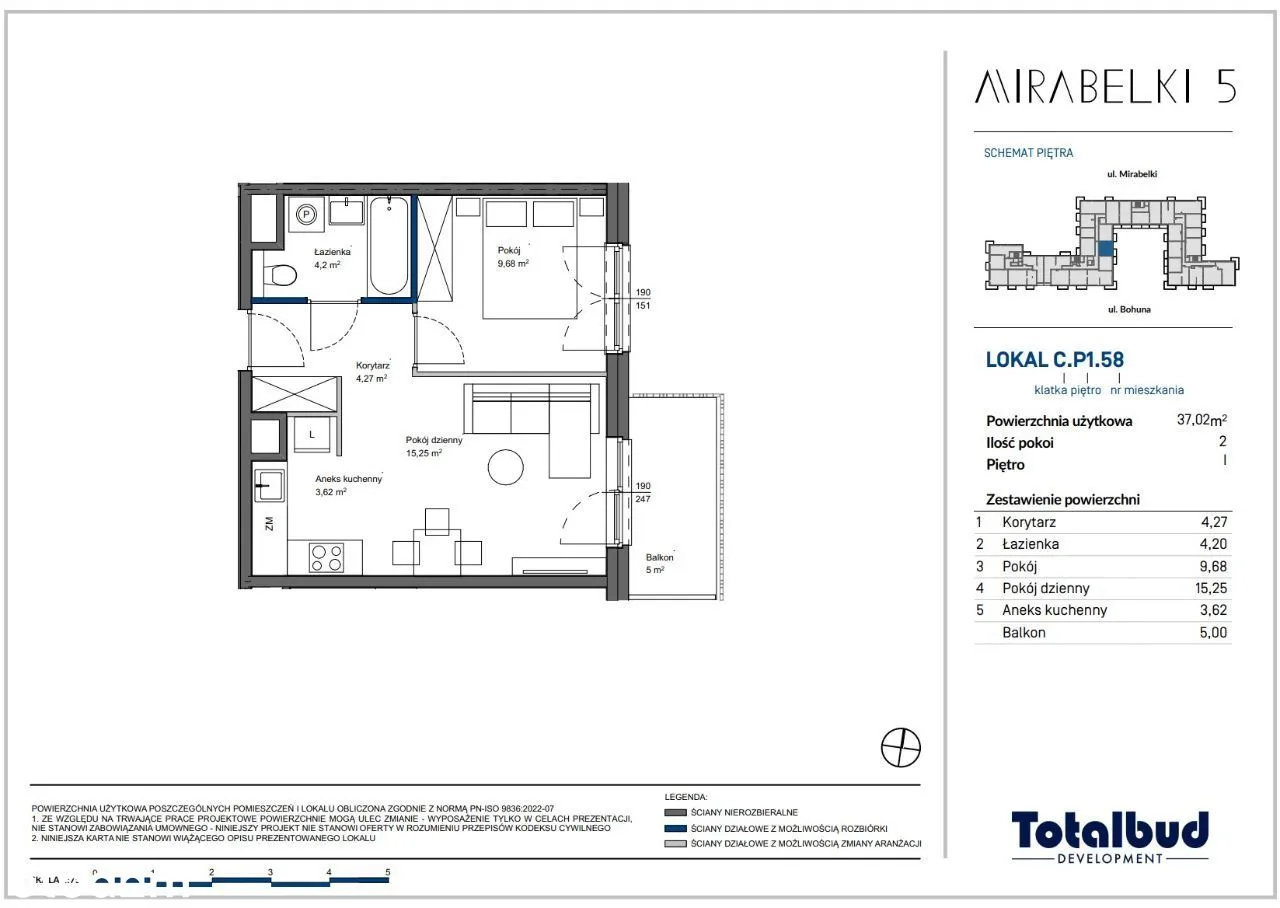 2 pokoje | 37,02m2 | Niska zabudowa | Duży balkon