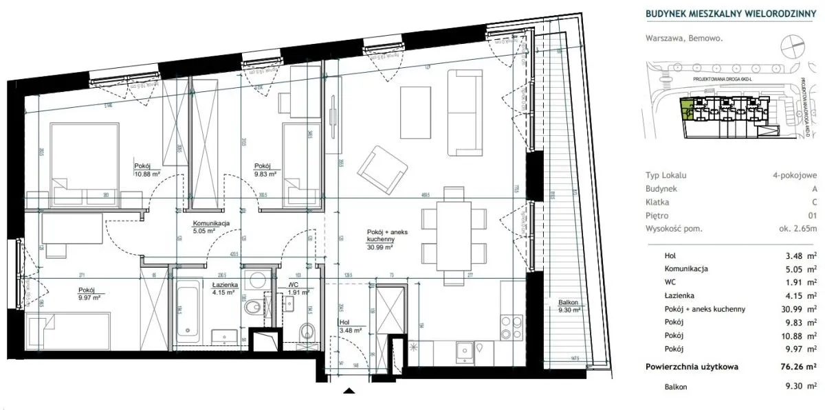 Sprzedam mieszkanie czteropokojowe : Warszawa Bemowo , ulica Lazurowa, 76 m2, 1197000 PLN, 4 pokoje - Domiporta.pl