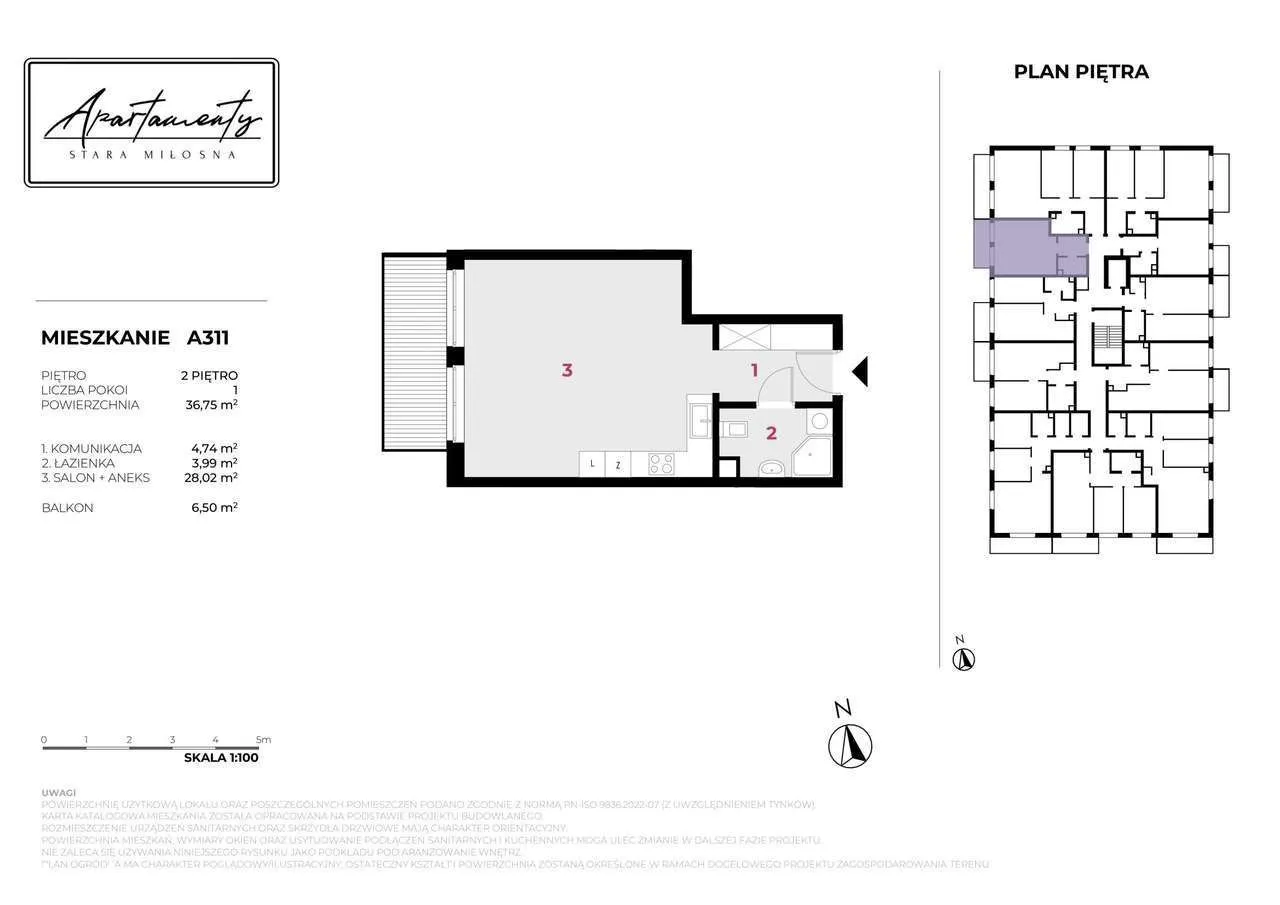 Mieszkanie 36 m2, balkon 6 m2, 1-pokojowe, II p.