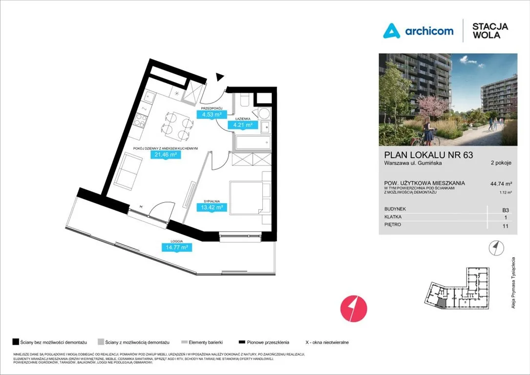 Sprzedam mieszkanie dwupokojowe: Warszawa Wola , ulica Juliana Konstantego Ordona, 45 m2, 1002775 PLN, 2 pokoje - Domiporta.pl