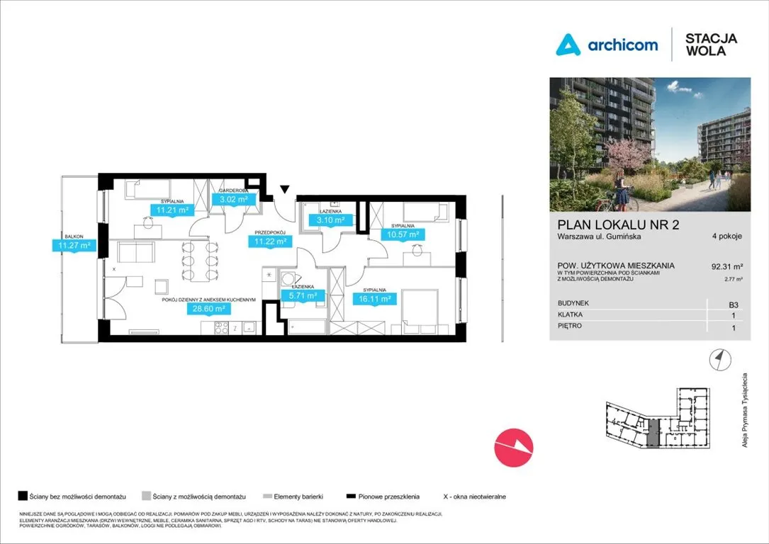 Sprzedam mieszkanie czteropokojowe : Warszawa Wola , ulica Juliana Konstantego Ordona, 92 m2, 1498460 PLN, 4 pokoje - Domiporta.pl