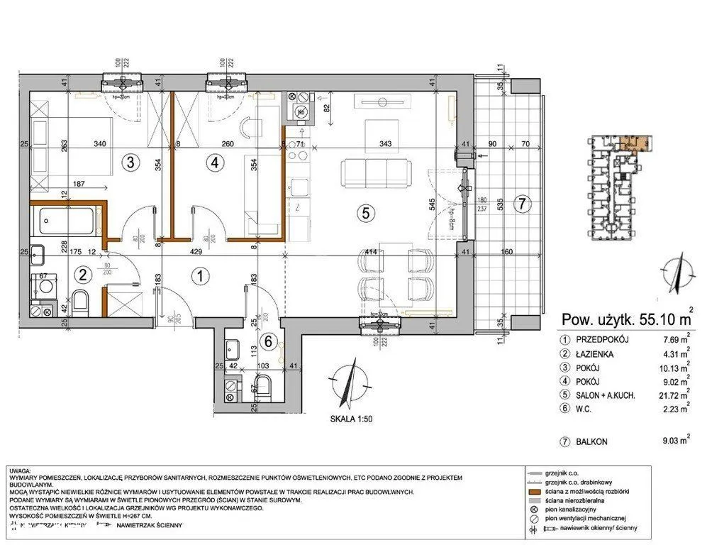 3pok*dwustronne*55m2*balkon 9m2*oddanie 1kw 2026 