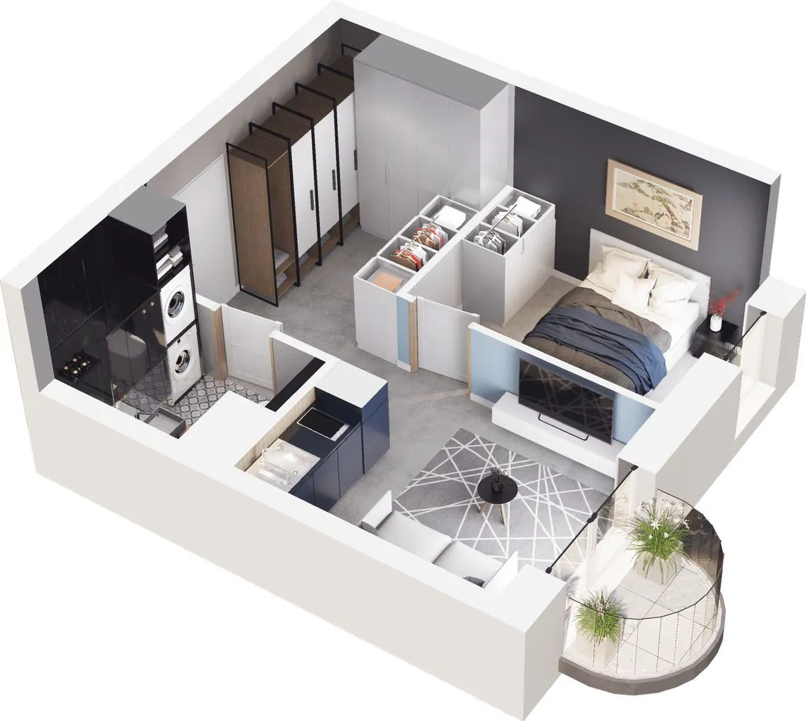 Apartament | restauracja, lobby - Oval Sky