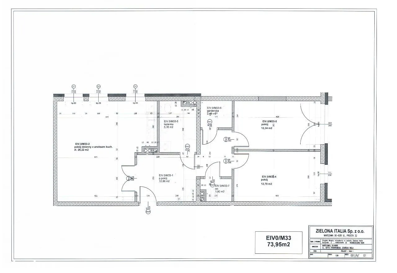 Mieszkanie na wynajem 73,95m2- 3 pokoje