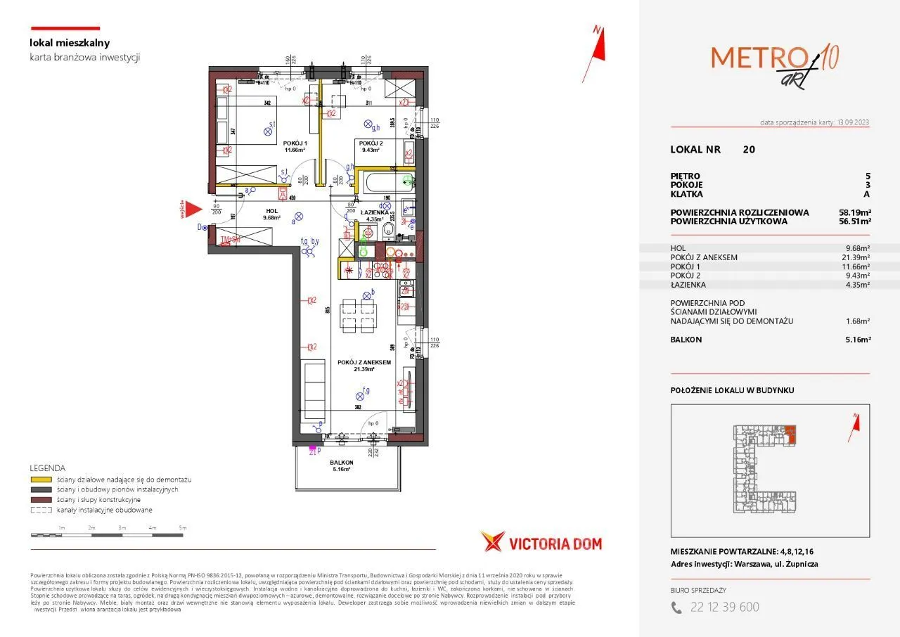 MetroArt10 - 3 pokojowe mieszkanie, ul.Żupnicza19A