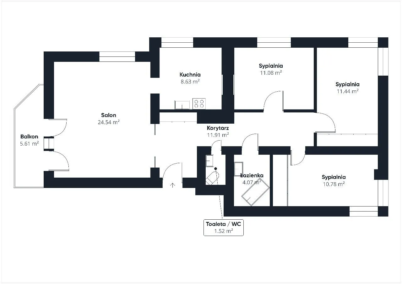 Wygodne 4 pokoje z balkonem – Sadyba, 86m²