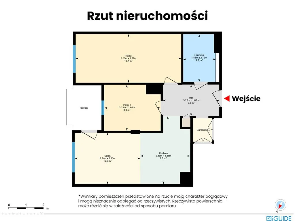 Trzypokojowe mieszkanie z garderobą i balkonem