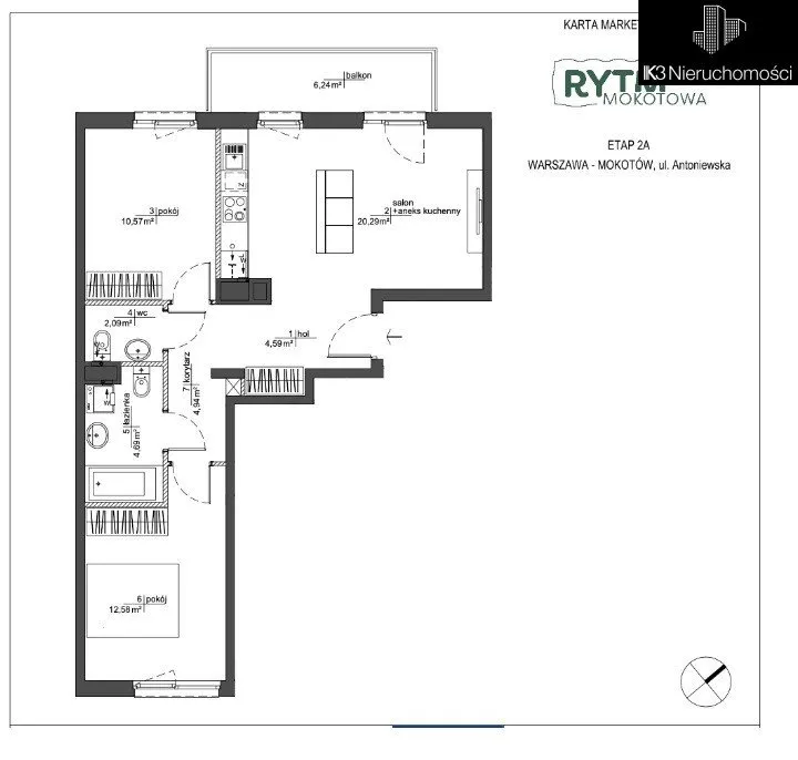 Sprzedam mieszkanie trzypokojowe: Warszawa Mokotów Augustówka , ulica Antoniewska, 60 m2, 926000 PLN, 3 pokoje - Domiporta.pl