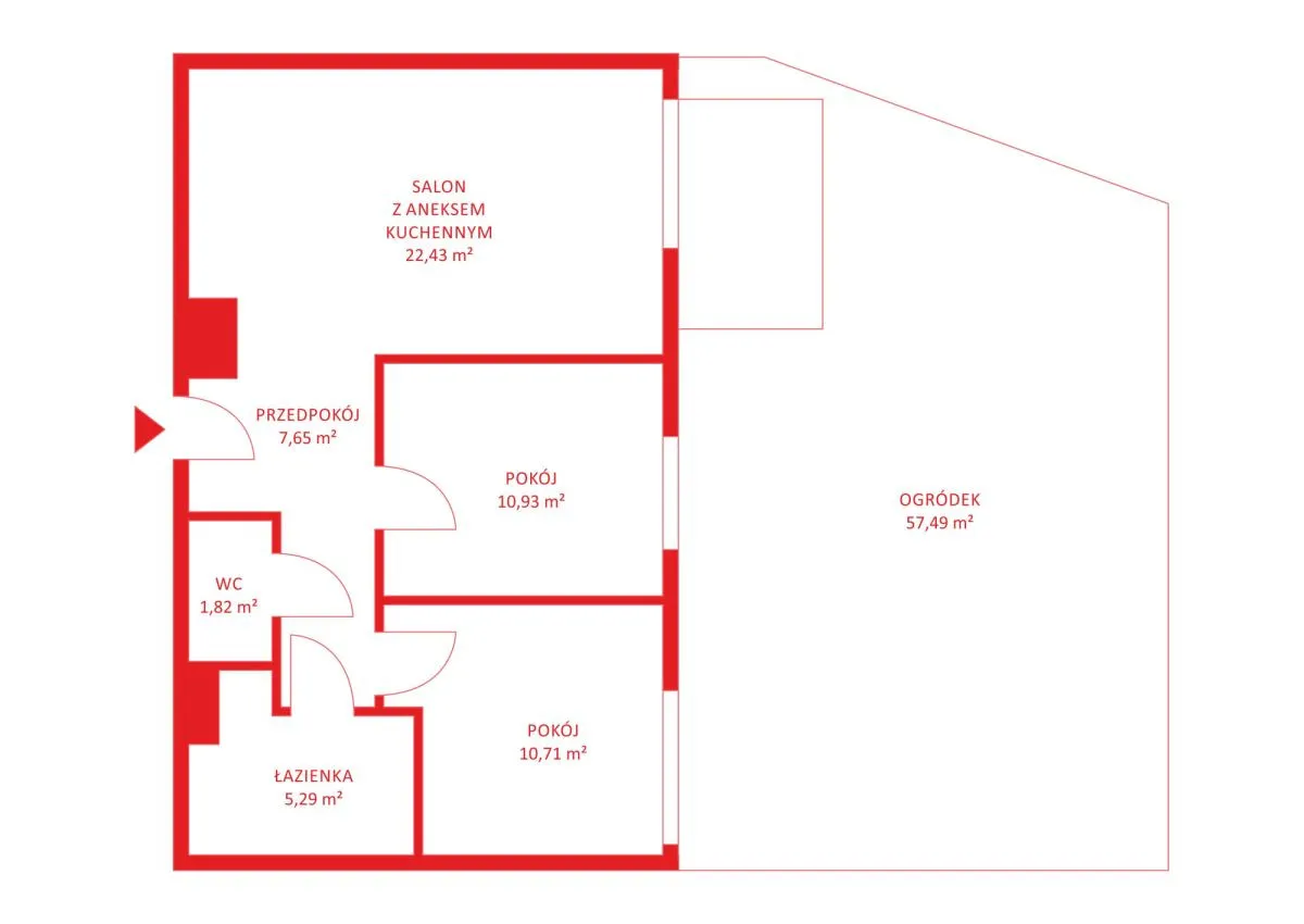 Mieszkanie 3 pok/parter+ ogród 57,49m2/Włochy 