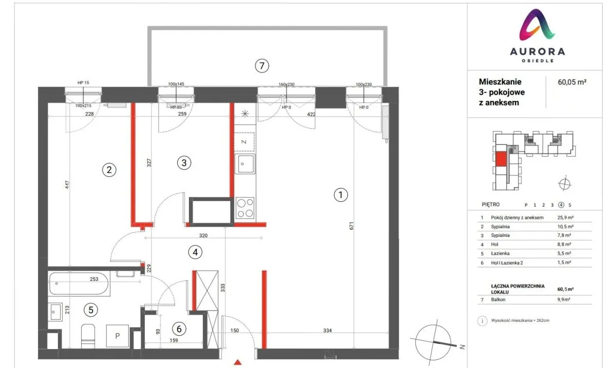 Nowe 3-pok mieszkanie 61 m² 