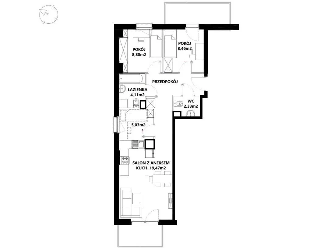 4-Pok. 50-60M2, Dwa Balkony, Okna 3 Strony Świata