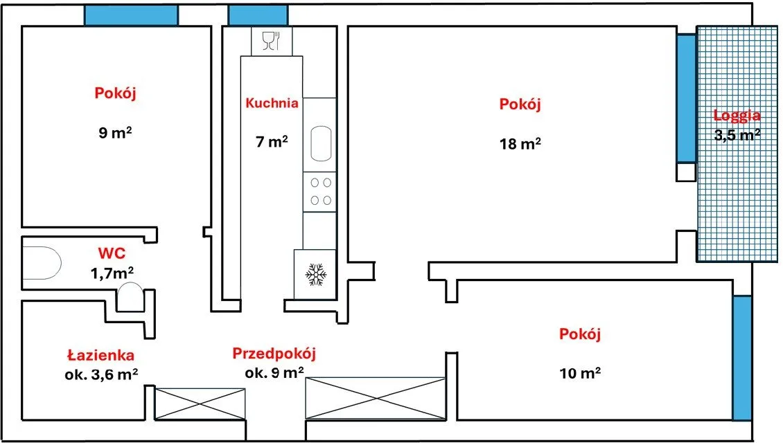 Mieszkanie na sprzedaż, 58 m², 3 pokoje Warszawa Mokotów 