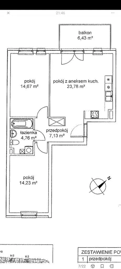 Mieszkanie 64,57, 3 pokoje, Bielany Residence