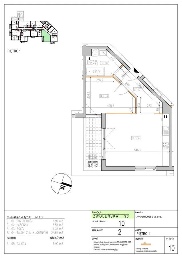 Mieszkanie 2pokojowe 48 m2 