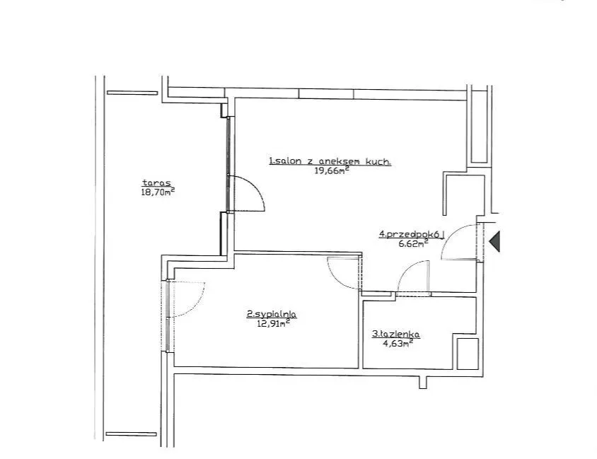 Apartament z dużym tarasem na ostatnim piętrze