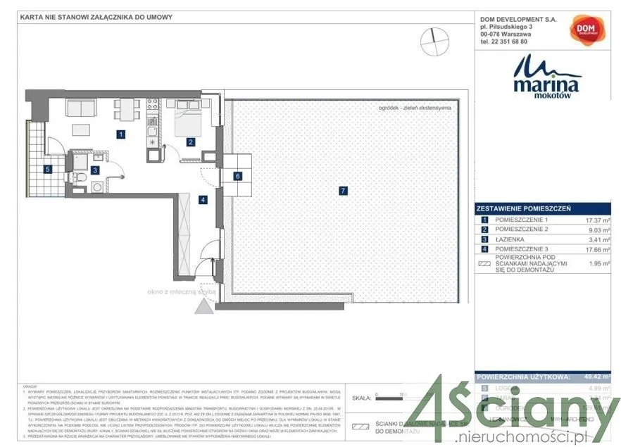 Marina Mokotów - 2 pokoje z ogródkiem 130m 